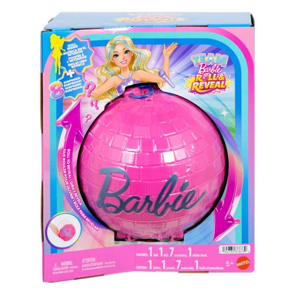 Barbie Team Barbie Roll & Reveal Pop Star Doll with 8 Surprises
