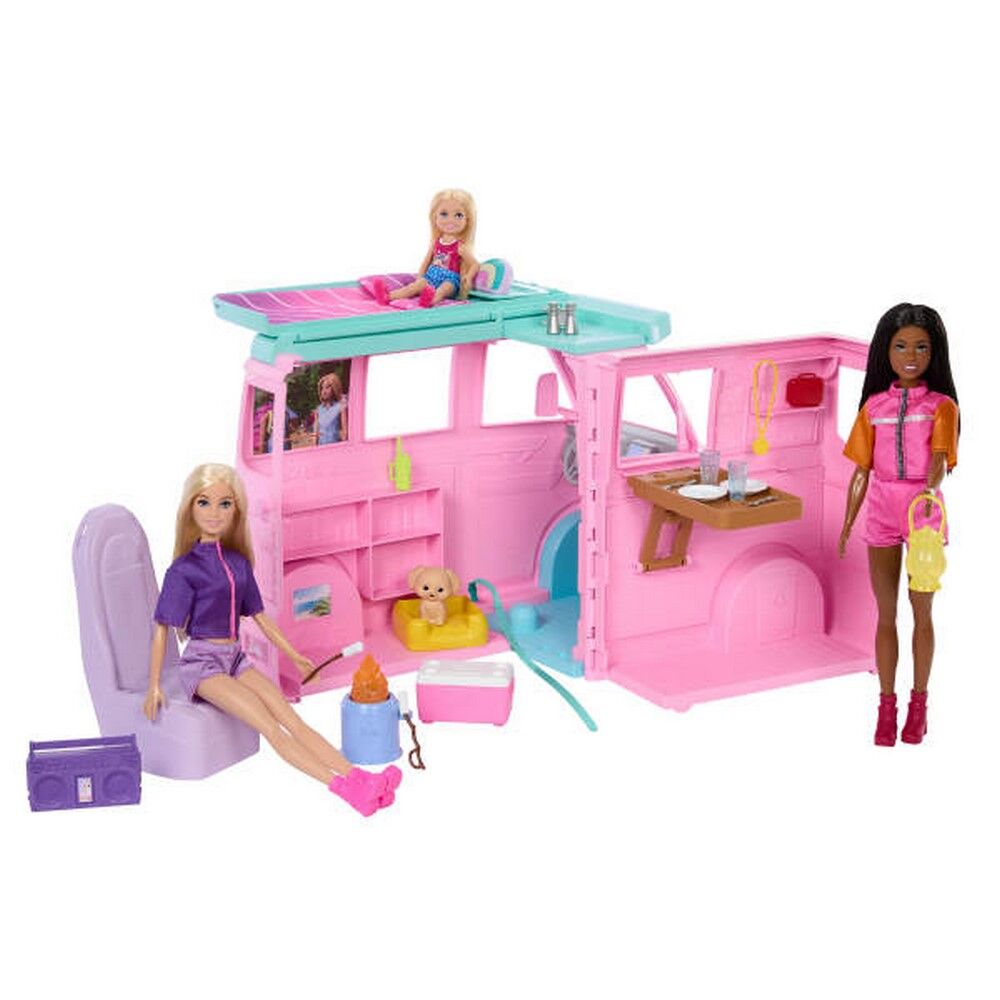 Barbie Dream Land Road Trip Camper Playset with Puppy & 20 Pieces