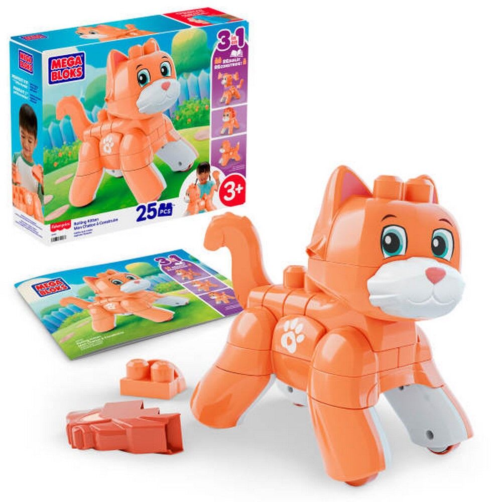 Mega Bloks 3-in-1 Rolling Kitten 25-Piece Building Toy