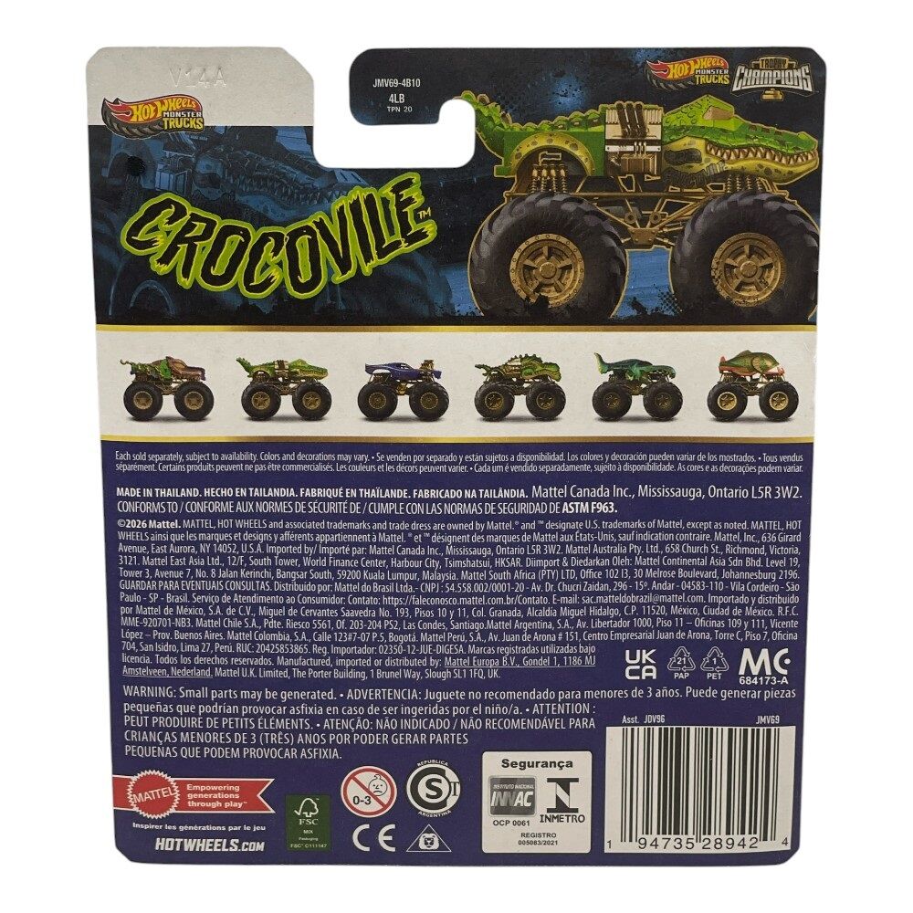 Hot Wheels Monster Trucks Trophy Champions 1:64 Crocovile with Trophy