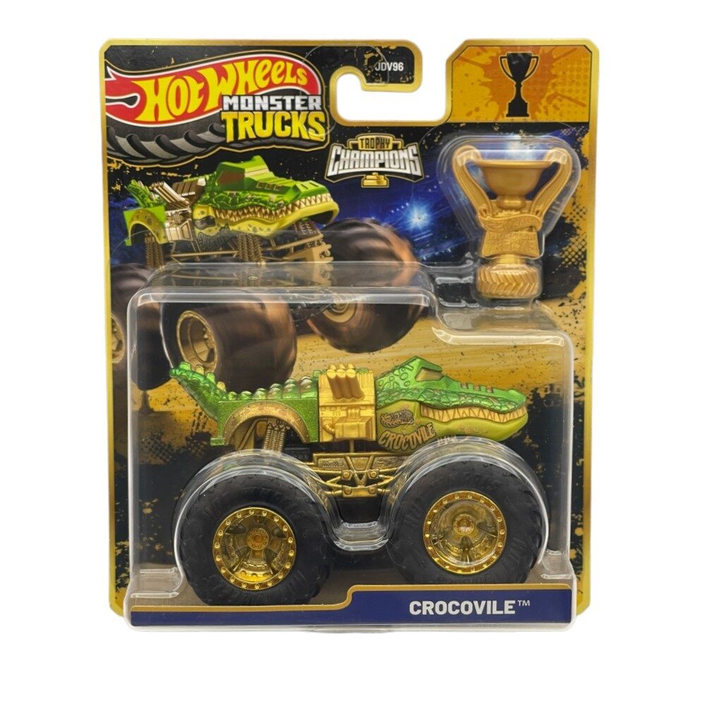 Hot Wheels Monster Trucks Trophy Champions 1:64 Crocovile with Trophy