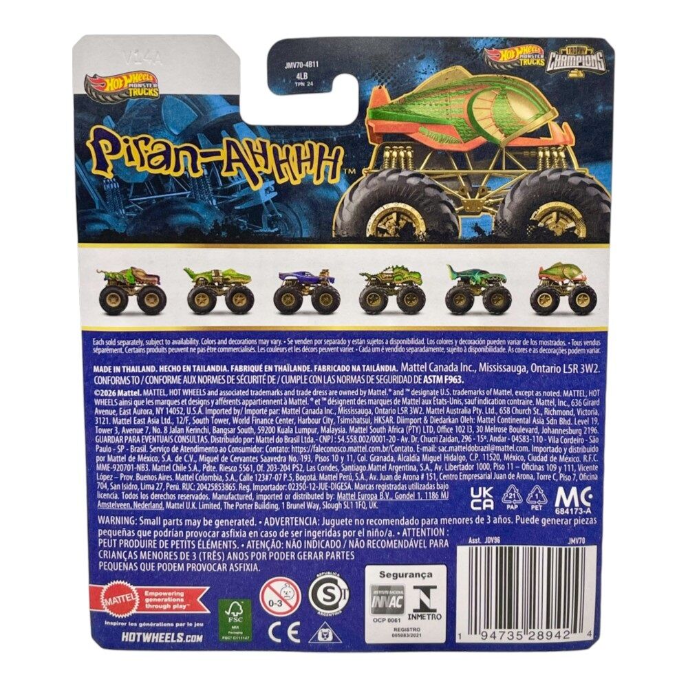 Hot Wheels Monster Trucks Trophy Champions 1:64 Piran-AHHHH with Trophy