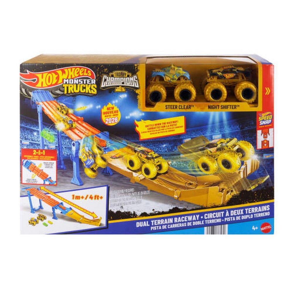 Hot Wheels Monster Trucks Trophy Champions Dual Terrain Raceway Playset