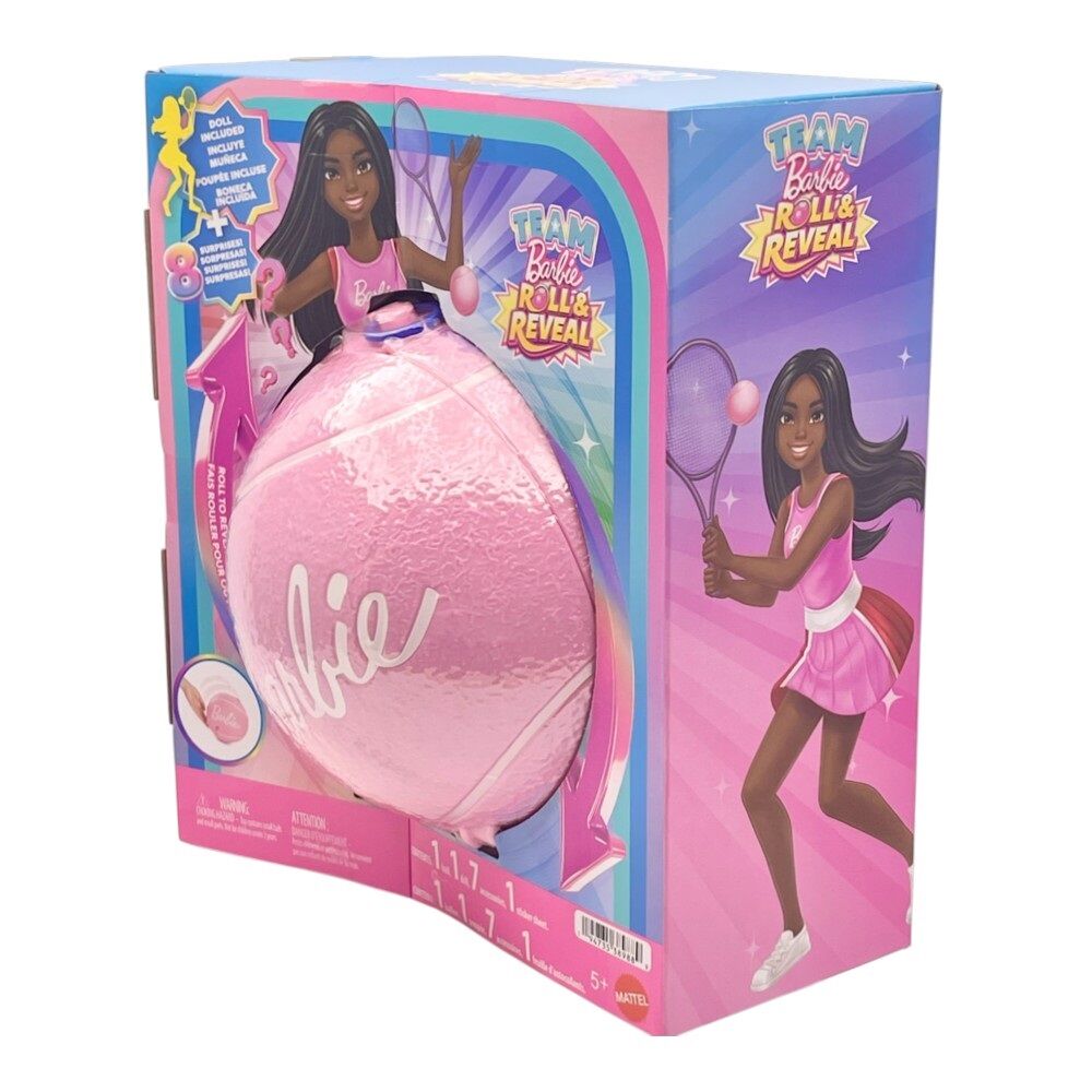Barbie Team Barbie Roll & Reveal Tennis Player Doll with 8 Surprises