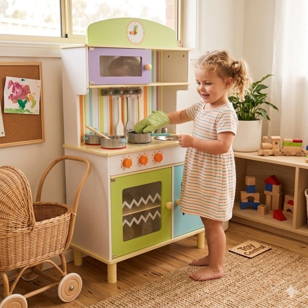 Kids Play Kitchen in Blue & Green