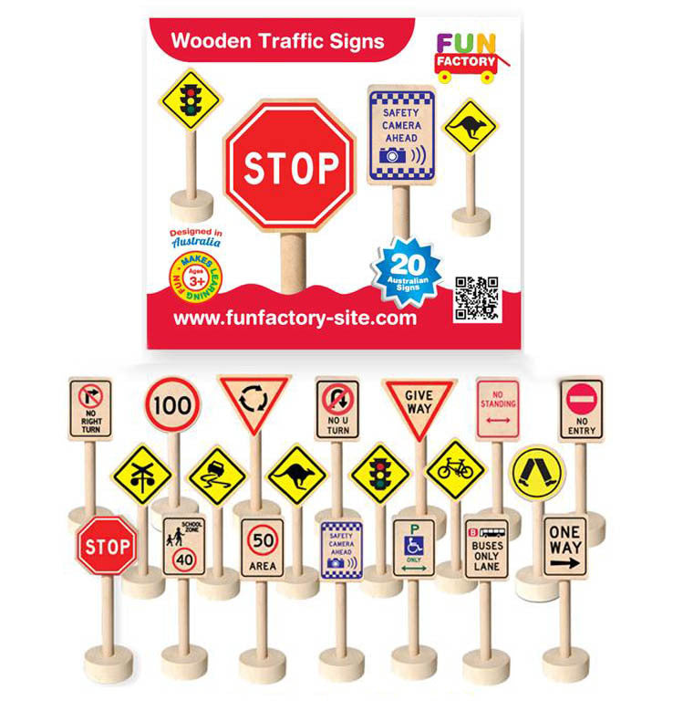 Wooden Traffic Signs (Australian) 20 Pack