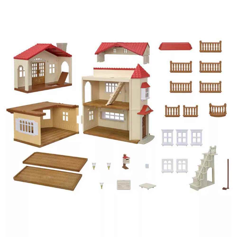 Sylvanian Families Red Roof Country Home Gift Set with Secret Attic Playroom