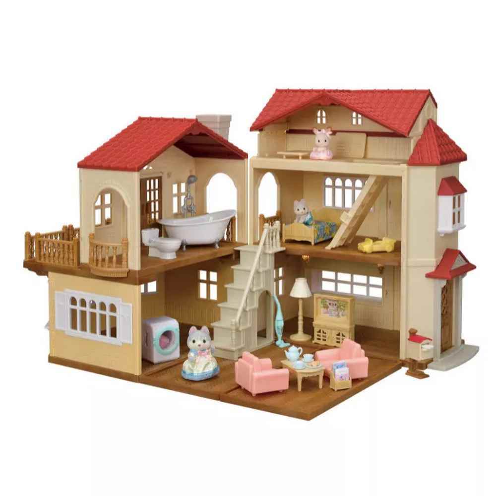 Sylvanian Families Red Roof Country Home Gift Set with Secret Attic Playroom