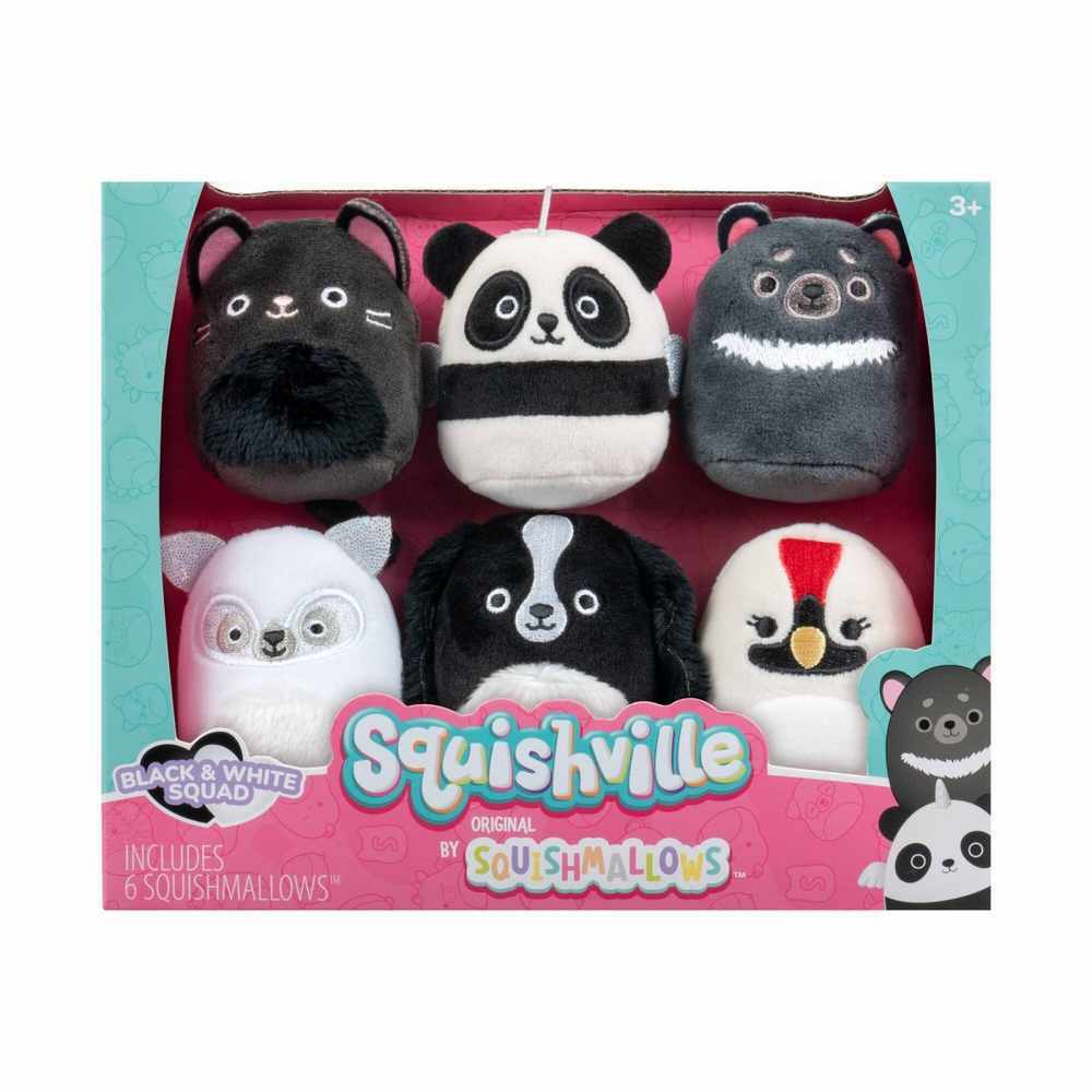 Squishmallows Squishville Plush 6 Pack - Black & White Squad
