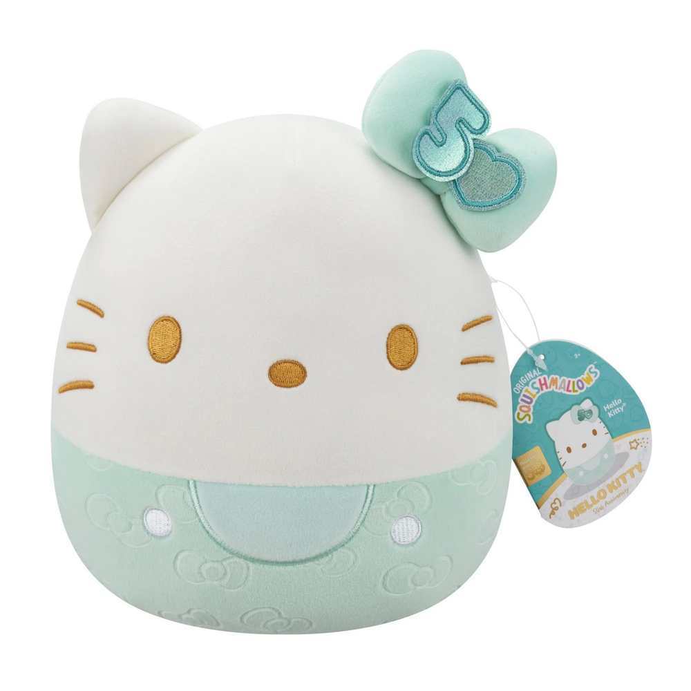 Squishmallows 8" 50th Anniversary Bow - Hello Kitty Green