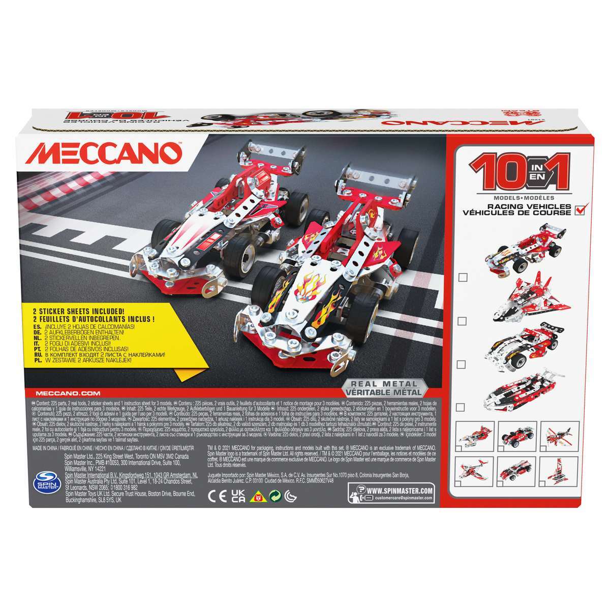 Meccano 10 in 1 model Set - Racing Vehicles